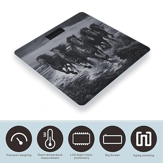 Running Black Horses Digital Bathroom Scale for Body Weight Weighing Scale with Backlit LCD Display High Precision Measurements &amp Measures Weight Up to 180kg