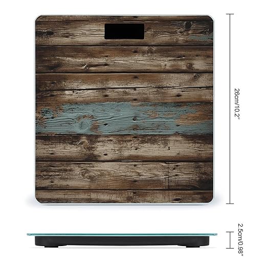 Rustic Old Barn Wood Scale for Body Weight Accurate Digital Bathroom Scale Toughened Glass High Precision Scales Smart Weight Scales with Large LCD Backlight Display Weighing Machine