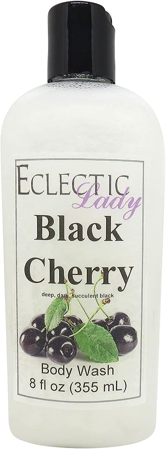 Eclectic Lady Liquid Pearl Body Wash - Black Cherry Scent 3-in-1 Use For Bubble Bath Hand Soap &amp Body Wash Phthalate-Free Black Cherry Fragrance Handcrafted in USA (8 oz)