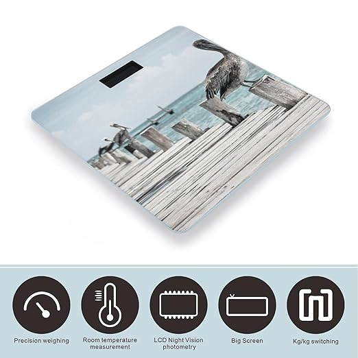Pelican on Wood Bridge Scale for Body Weight Digital Bathroom Scale Precision Smart Weighing Scales with Clear LED Display Accurate High Precision Scales Weighing Machine