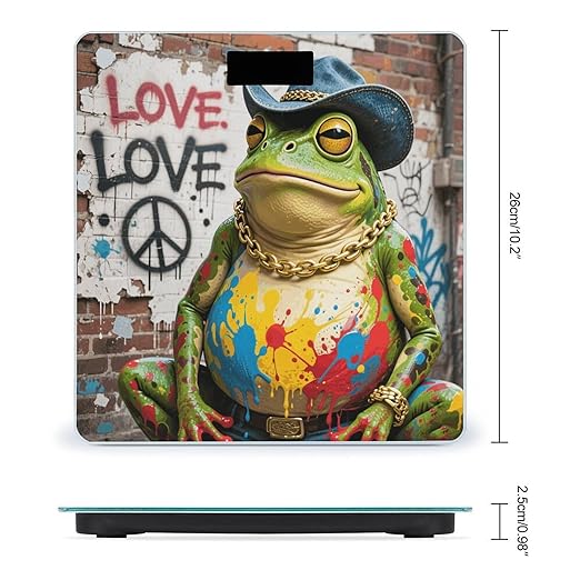 Western Cowboy Frog Scale for Body Weight Sturdy Tempered Glass Weighing Scales with LCD Display Accurate Digital Bathroom Scale Convenient Body Fat Smart Scales Easy Read