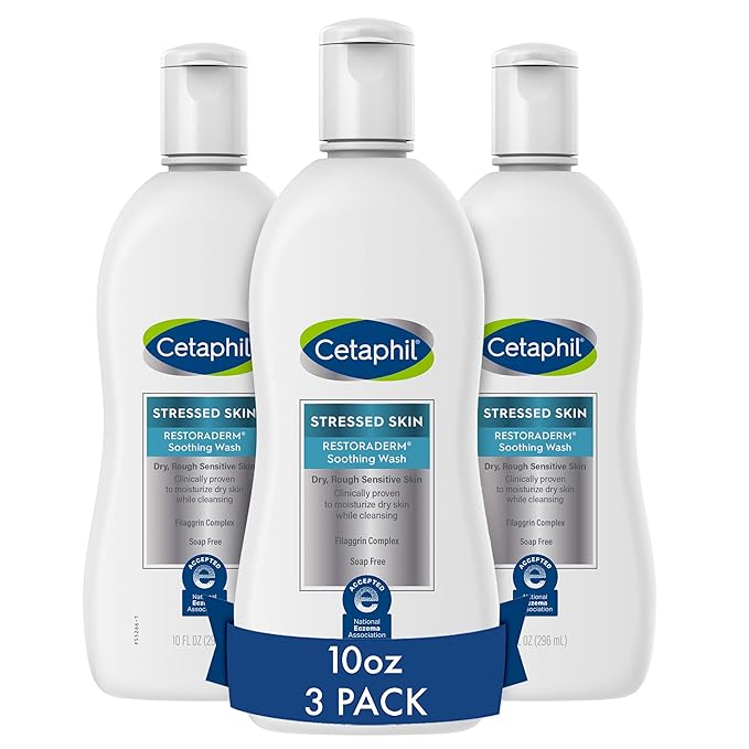 RESTORADERM Soothing Wash 10 floz Pack of 3 Soothes Dry Stressed Skin Hypoallergenic Soap &amp Paraben Free National Eczema Association Endorsed Dermatologist Recommended