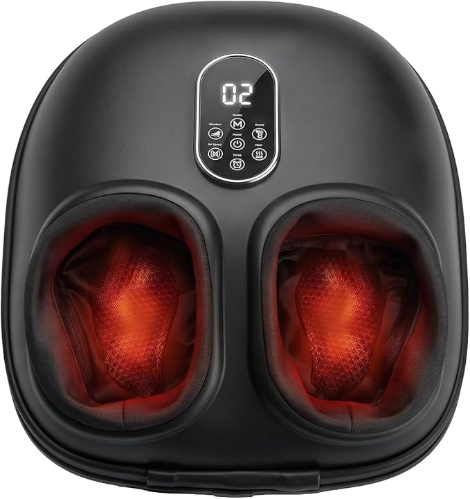 OLIXIS Foot Massager Machine with Heat Shiatsu Deep Kneading Feet Massager with Air Compression 6 Modes Foot Massager for Plantar Fasciitis Pain Relief Gifts for Women Men