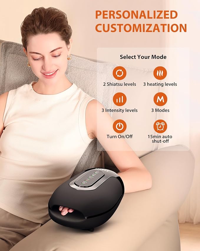 Hand Massager for Arthritis and Carpal Tunnel Relief Cordless Hand Massager with Heat &amp Targeted Palm Kneading Rollers Massage Christmas Gifts for Women Men Mom Dad