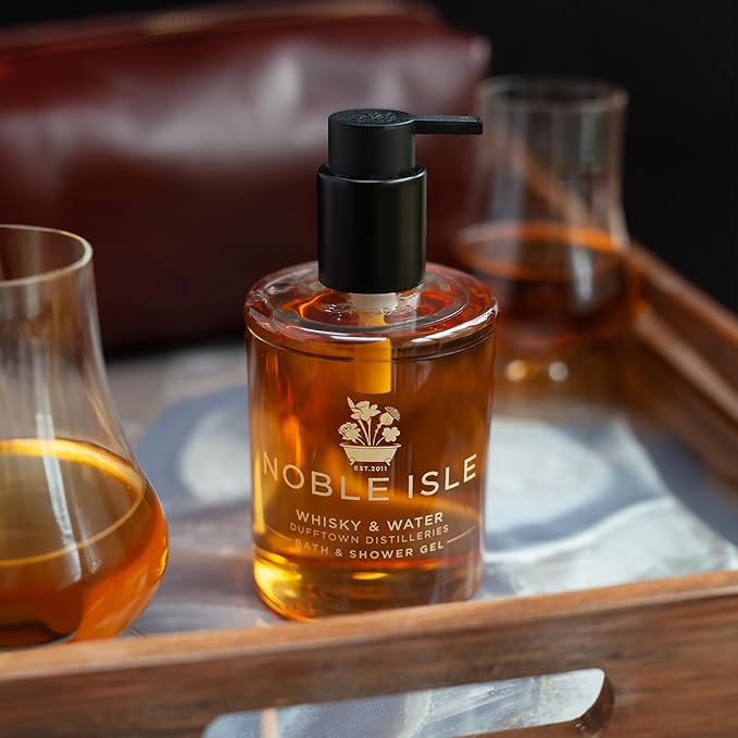 Noble Isle Whiskey &amp Water Bath &amp Shower Gel | Luxury Mens Body Wash with Fine British Fragrance Oils | Vegan Body Wash &amp Paraben Free Body Wash (8.45 oz)