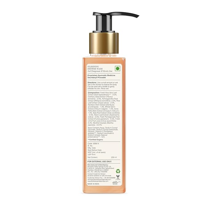 Forest Essentials Silkening Shower Wash Iced Pomegranate with Fresh Kerala Lime 200ml