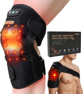 Red Light Therapy Wrap with Heat &amp Vibration 660nm 850nm 940nm Near Infrared Wireless 5000mAh Controller 30‑Min Auto‑Off for Knee Elbow Shoulder (BLACK-1-PACK)