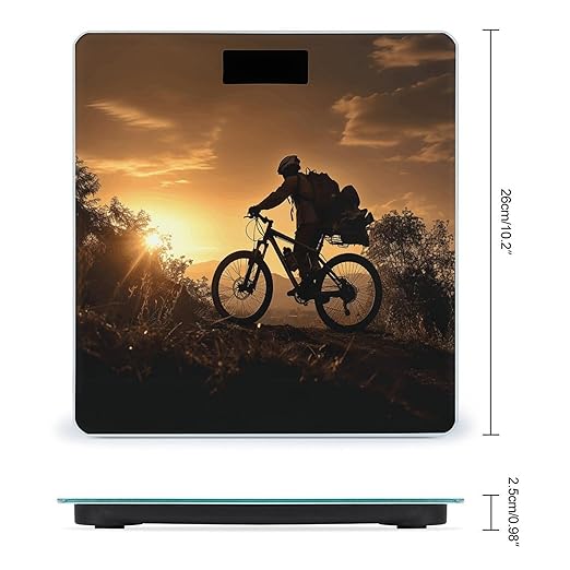 Mountain Bike in The Evening Bathroom Scale Rounded Smart Scale for Body Weight Automatic Power On/Off Weight Scales Accurate Bathroom Digital Scales for Pet Home Bedroom Kitchen