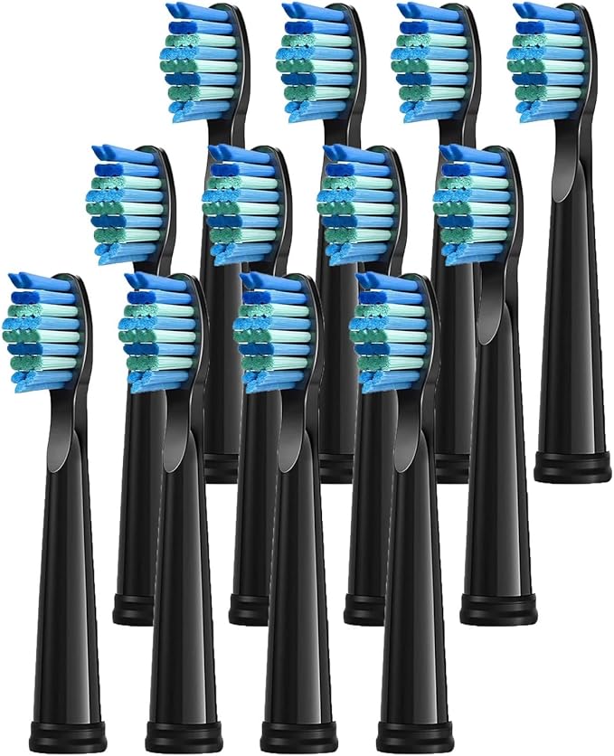 12/16/20PCS Electric Toothbrush HeadsCompatible for with D7/D8/FW507/FW508/FW551/917/959/Moderately Soft Bristles Brush(12pcs Black)
