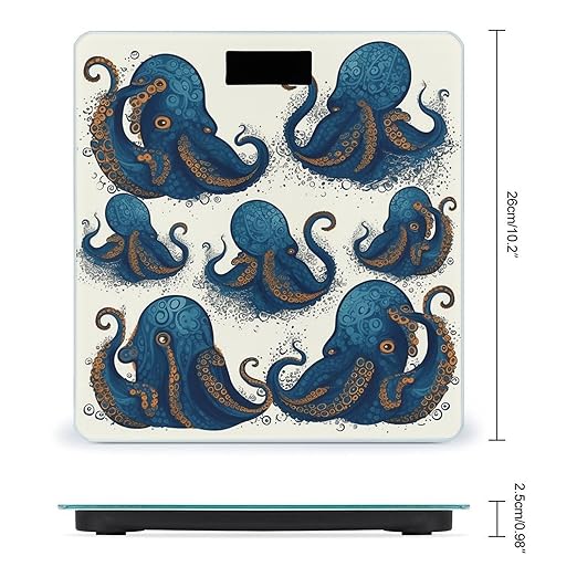 Tentacles Octopus Weight ScaleClear LED Display Bathroom Digital Weighing ScaleTempered Glass Digital Bathroom Scale for Body Weight Capacity Up to 400 Lbs