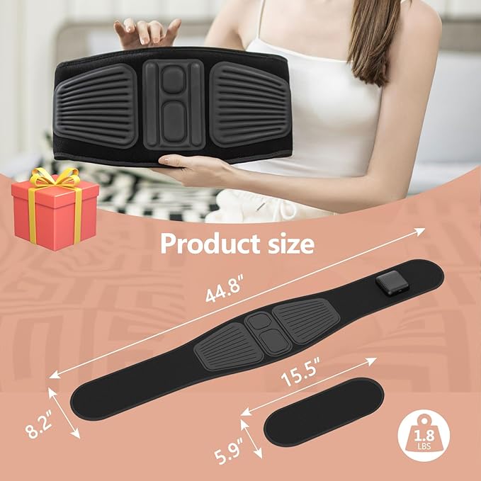 Lower Back Massager Belt with Four Modes Heating &amp Massage &amp Red Light Ergonomic Support Massage Belt with Timer Portable Cordless Heating Pad for Back Relieve Pain Battery-Powered