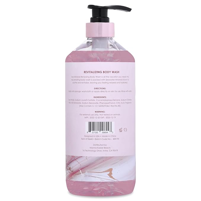 Manna Kadar Beauty Dead Sea Minerals Revitalizing Body Wash Pomegranate - Clean Soothe Revitalizes Rejuvenates Skin Hydrates Shower Gel