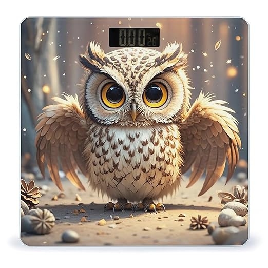 Cute Owl Scale for Body Weight Accurate Digital Bathroom Scale Toughened Glass High Precision Scales Smart Weight Scales with Large LCD Backlight Display Weighing Machine