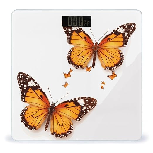 Orange Butterfly Bathroom ScaleHighly Accurate Digital Weighing Machine for People Bright LED Display Weight Scale for The Aldult Home Use