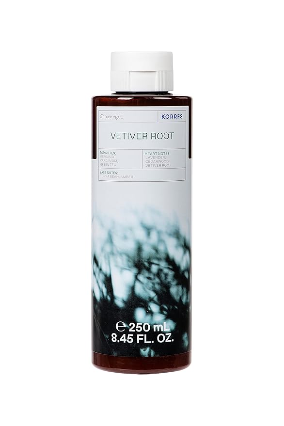 KORRES Cleanse + Hydrate Shower Gel Vetiver Root &amp Pepper Fragrance Creamy Foaming Body Cleanser with Aloe and Wheat Proteins Maintains Skin’s Natural Moisture for Soft Supple Feel 8.45 Fl Oz