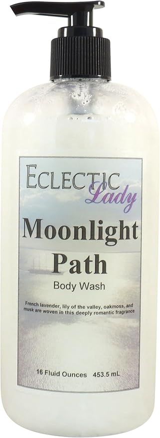 Eclectic Lady Liquid Pearl Body Wash - Moonlight Path Scent 3-in-1 Use For Bubble Bath Hand Soap &amp Body Wash Phthalate-Free Moonlight Path Fragrance Handcrafted in USA (16 oz)