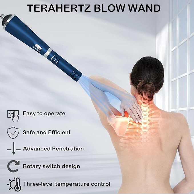 Vibrance Terahertz (THZ) Wand Blower Health Physical Therapy Board Electric Heating Massage Device for Body and Water Relaxation Terahertz Frequency Wand Blue