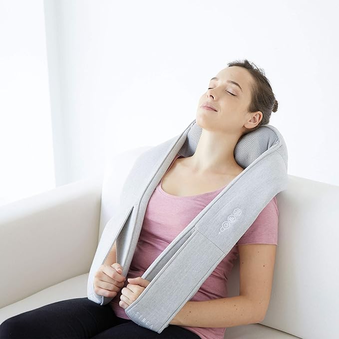 Synca Wellness Quzy Premium Neck and Shoulder Massager - Portable Deep Kneading Massaging with Infrared Heat Adjustable Speeds for Pain Relief Ultimate Ease of Use Quality