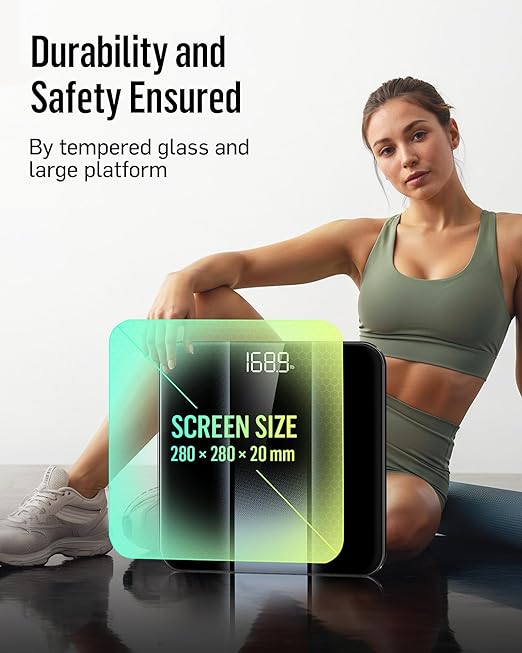RunStar Digital Bathroom Scale for Body Weight with High Precision Clear LED Backlight Display Accurate Scale with 6mm Tempered Glass 400lb Silver