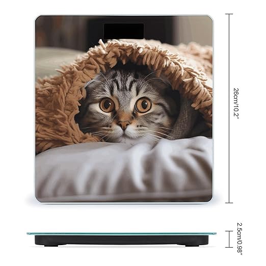 Cat Under Blanket Scale for Body Weight Safe Rounded Corners Tempered Glass Digital Bathroom Scale LED Display 400lb Capacity Weight Scales with High Precision Sensors