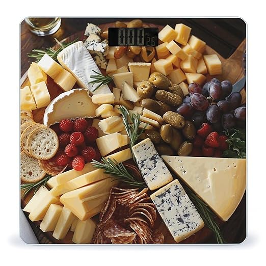 Beautiful Cheese Board Scale for Body Weight Accurate Digital Bathroom Scale Toughened Glass High Precision Scales Smart Weight Scales with Large LCD Backlight Display Weighing Machine