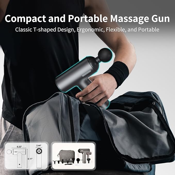 arboleaf Massage Gun deep Tissue 6 Speeds Powerful Handheld Percussion Muscle Massager Gun with Portable Travel Case for Back Shoulder Sore Muscles Pain Relief for Athletes Relax Gifts
