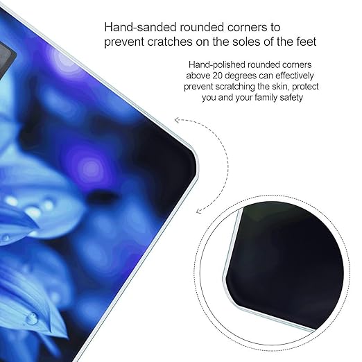 Blue Flower Smart Scale for Body Weight Accurate Bathroom Scale with LED Display Digital Weight Scales Weighing Machine High Precision Scales for Bath Home