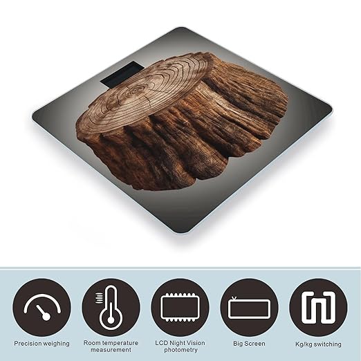 Digital Bathroom Scale for Body Weight Scale with Bright LCD Display High Accuracy Step-On Technology Auto On/Off Stump of Oak Tree Digital Scales 400 Lbs /180kg