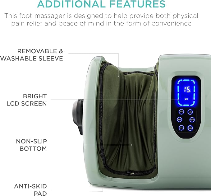 Best Choice Products Heated Shiatsu Foot Massager for Pain Relief Plantar Fasciitis Neuropathy Blood Circulation w/Compact Design - Sage Green