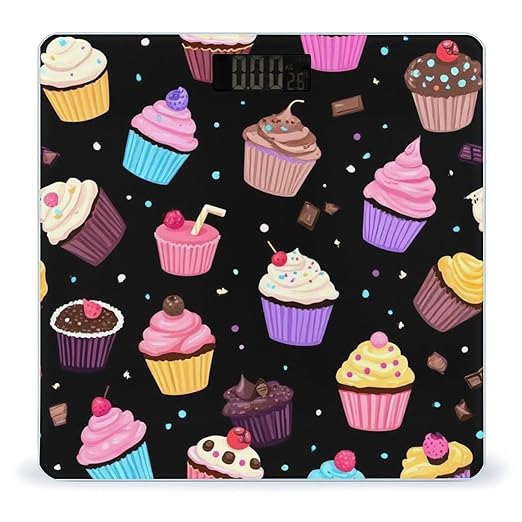 Women's Fashion Automatic Switch Digital Bathroom Weighing Scale Smart Scale Space Galaxy Ice Cream Cake Black