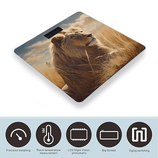 Prairie Lion Bathroom Scale Rounded Smart Scale for Body Weight Automatic Power On/Off Weight Scales Accurate Bathroom Digital Scales for Pet Home Bedroom Kitchen