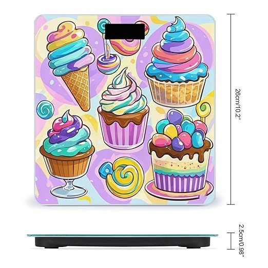 Cute Food Bathroom Scale for Body Weight Bathroom Weighing Scales with Back Lit LED Display Sturdy Tempered Glass Body Weight Bathroom Scale 400lb Weighing