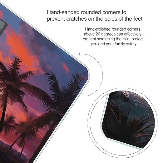 Colorful Tropical Sunset Bathroom Scale Rounded Smart Scale for Body Weight Automatic Power On/Off Weight Scales Accurate Bathroom Digital Scales for Pet Home Bedroom Kitchen