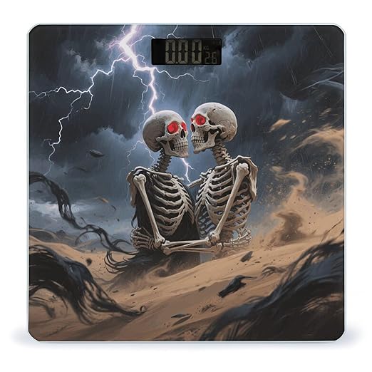 The Lovers Skull Bathroom Scale for Body Weight LCD Display Digital Bathroom Scale Tempered Glass Bathroom Weight Scales Fashion Smart Scales for Home Bedroom 400 Lb