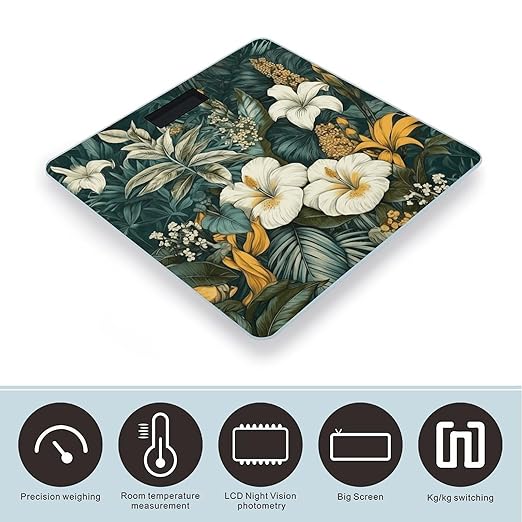 Leaves and Flowers Scale for Body Weight Smart Scales Digital Bathroom Scale High Precision Weighing Scales with Large Display Weighing Machine for People