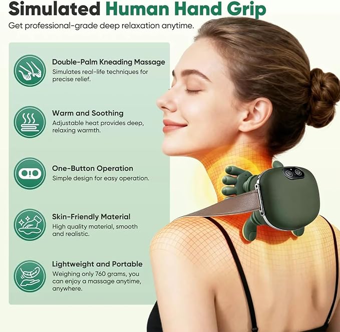 Smart Neck &amp Shoulder Massager with Heat Therapy – 2026 New 4D Wireless Massager Shiatsu Deep Tissue Relief with Heat Neck and Shoulder Massage Real Touch Heat Massager for Relaxation