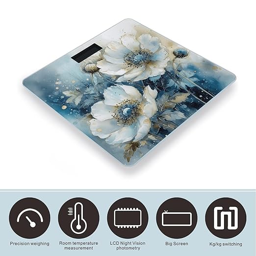 White and Light Blue Scale for Body Weight Accurate Digital Bathroom Scale Toughened Glass High Precision Scales Smart Weight Scales with Large LCD Backlight Display Weighing Machine
