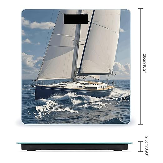 Nautical Sailboat Scale for Body Weight Digital Bathroom Scale Toughened Glass High Precision Scales for Body Weight with Large LCD Backlight Display Weight Scales