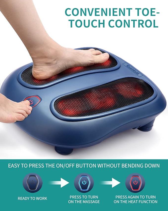 Nekteck Shiatsu Neck and Back Massager with Soothing Heat and Storage Bag Shiatsu Foot Massager