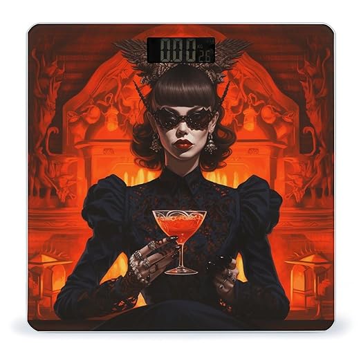 Demon Style Character Scale for Body Weight Anti-Slip Tempered Glass Digital Bathroom Scales Clear LCD Display Weighing Scale Safe Rounded Corners Smart Scales