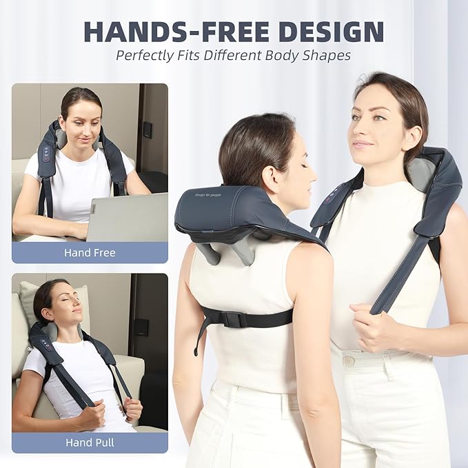 Neck and Shoulder Massager with Heat Shiatsu Back Massager for Pain Relief Cordless Electric Deep Tissue 4D Kneading Massage for Neck Shoulder Leg Back Muscle Tension Release
