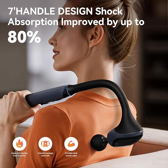 Massage Gun Pain Relief Deep Tissue Back and Neck Massager Removable handle Handheld Muscle Massage Gun for Back Shoulder ArmThigh Infinitely Adjustable Speed &amp 4 Silicone Replaceable Heads