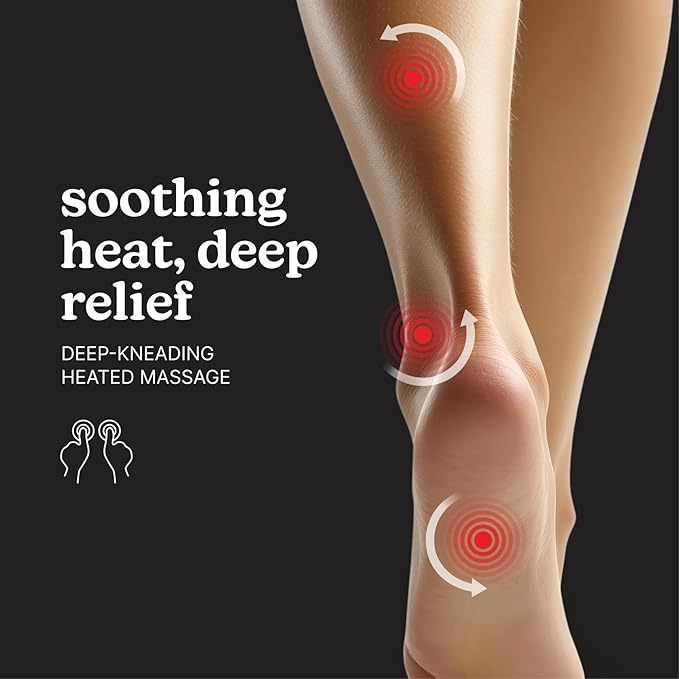 Homedics Luxe Comfort Foot Massager &amp Calf Massager with Heat Shiatsu Deep Kneading Air Compression Circulation Boost Relaxation Adjustable Modes Post-Workout Recovery