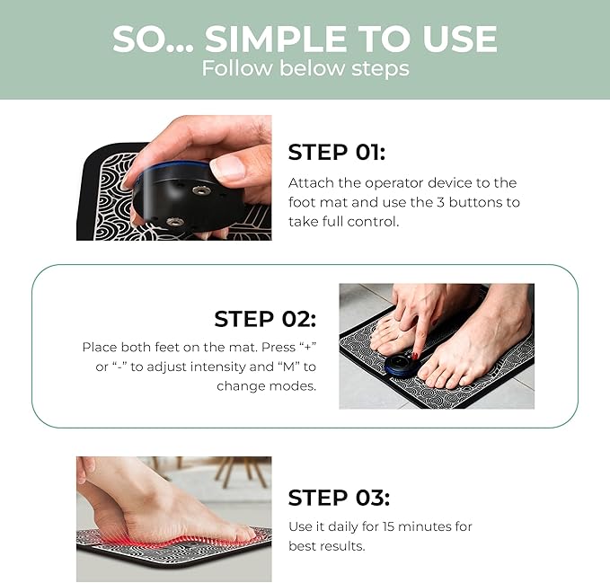 nooro Portable Foot Massager – Soothing Comfort for Tired Feet – 6 Adjustable Vibration Modes &amp 15-Minute Auto-Timer – Lightweight &amp Portable for Daily Relaxation