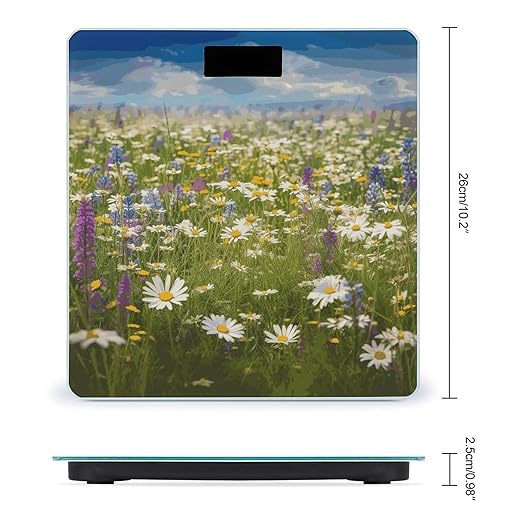 Spring Meadow Flowers Bathroom Scale Weight Scale for Body WeightHighly Accurate Digital Weighing Machine Clear LED Display Digital Bathroom Body Scale 400lb/182kg