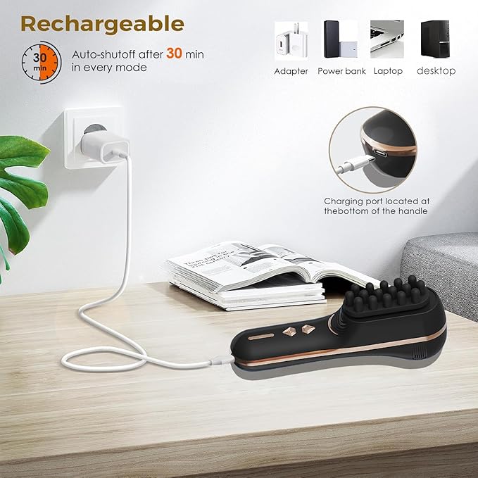 Electric Scalp Massager for Full-Body Relaxation - Cordless Handheld Head Massager with 5-Speed Deep Tissue Therapy &amp Fatigue Relief for Face Arm Shoulder &amp BodyIdeal for Home/Office Use