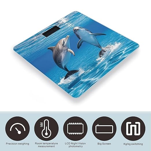 Two Dolphins Scale for Body Weight Highly Accurate Digital Bathroom Body Scale Digital Bathroom Scales for People Anti-Slip Large LCD Display Smart Scales