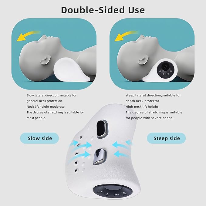 Upgraded New Massager Electric 6 Levels Massage Intensity Heated Stretcher 4D Portable Massager Cervical Stretching Pillow Massage for Neck &amp Shoulder Discomfort Relief (White)