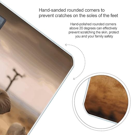 Wild Animals Elephants Scale with LCD Precision Weighing Scales Sturdy Tempered Glass Weight Scales Easy-to-Read Anti-Slip Weight Digital Bathroom Scale for Daily