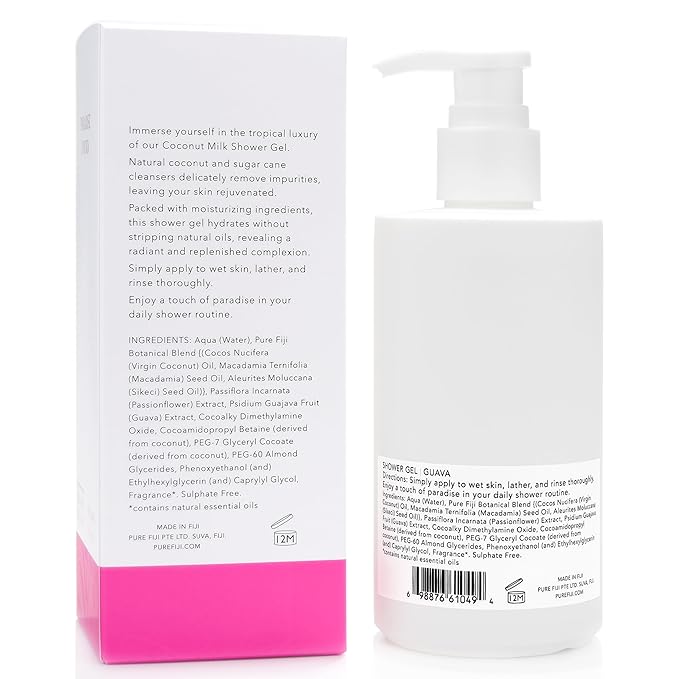 PURE FIJI Coconut Milk Shower Gel Guava (9.47 Fl. Oz /280ml)